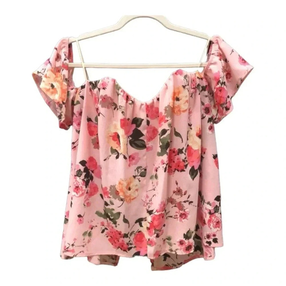 Francesca’s Blue Rain strapless‎ pink floral backless top, Medium New - Picture 1 of 9